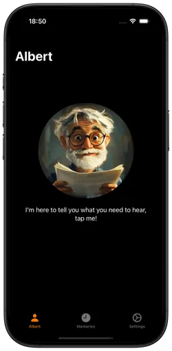 Mockup of an iPhone running the app.